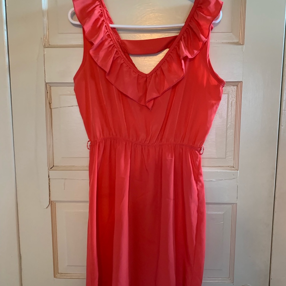 Coral ruffle dress